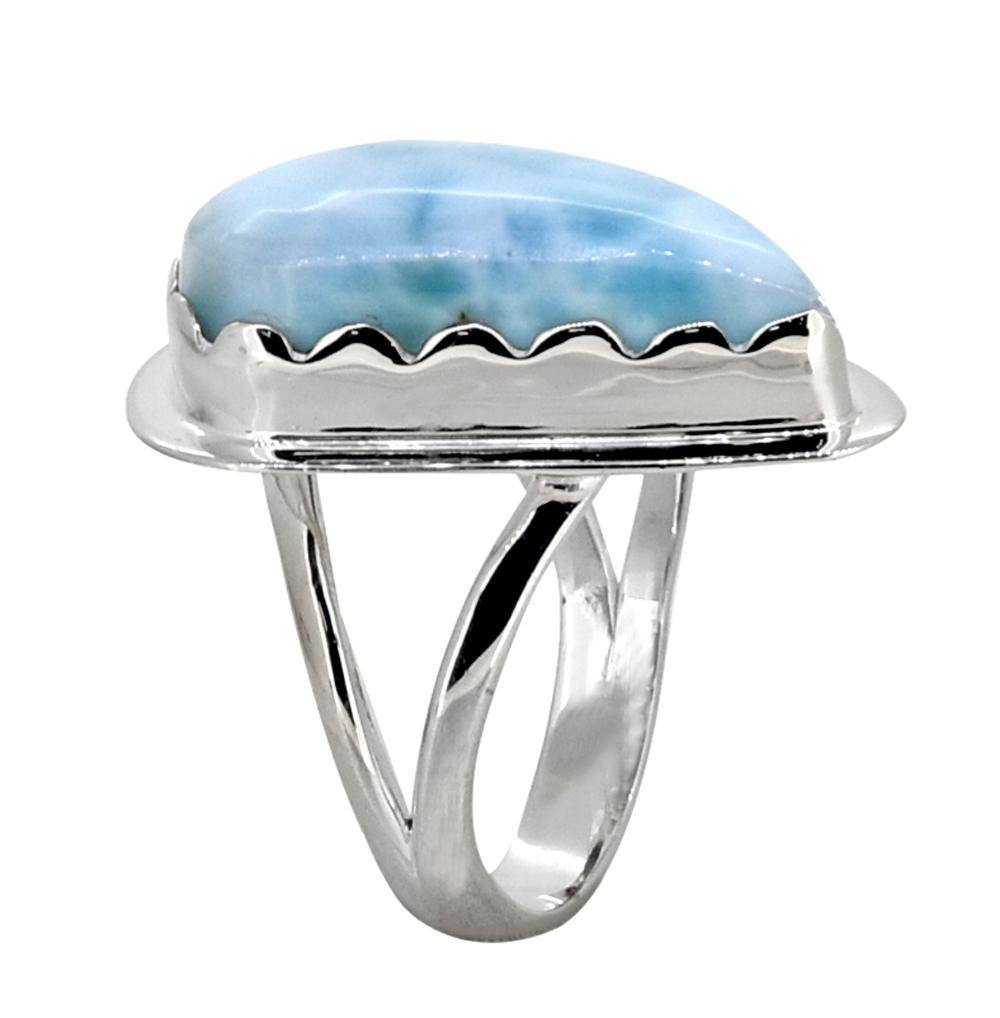Natural Larimar Ring Solid 925 Sterling Silver Gemstone Jewelry - YoTreasure