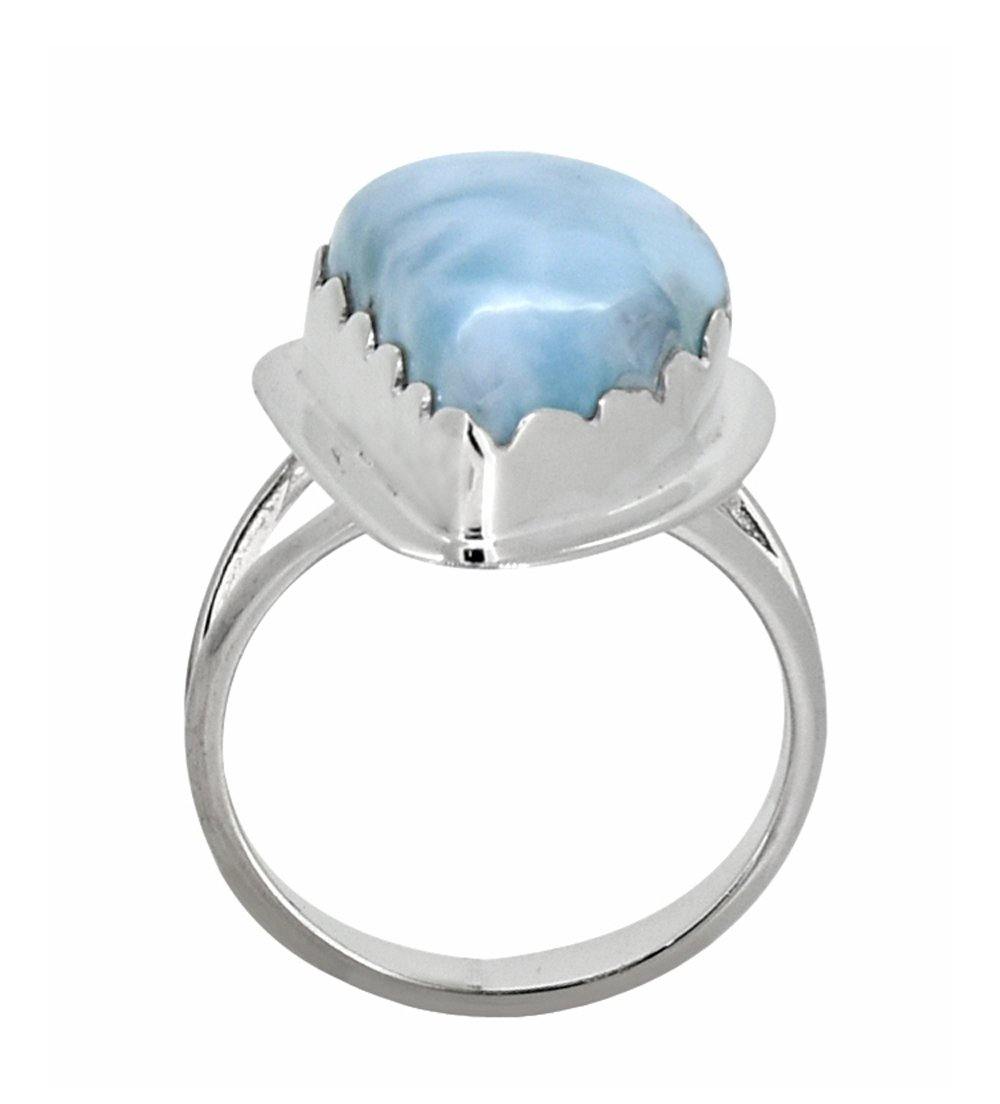 Natural Larimar Ring Solid 925 Sterling Silver Gemstone Jewelry - YoTreasure