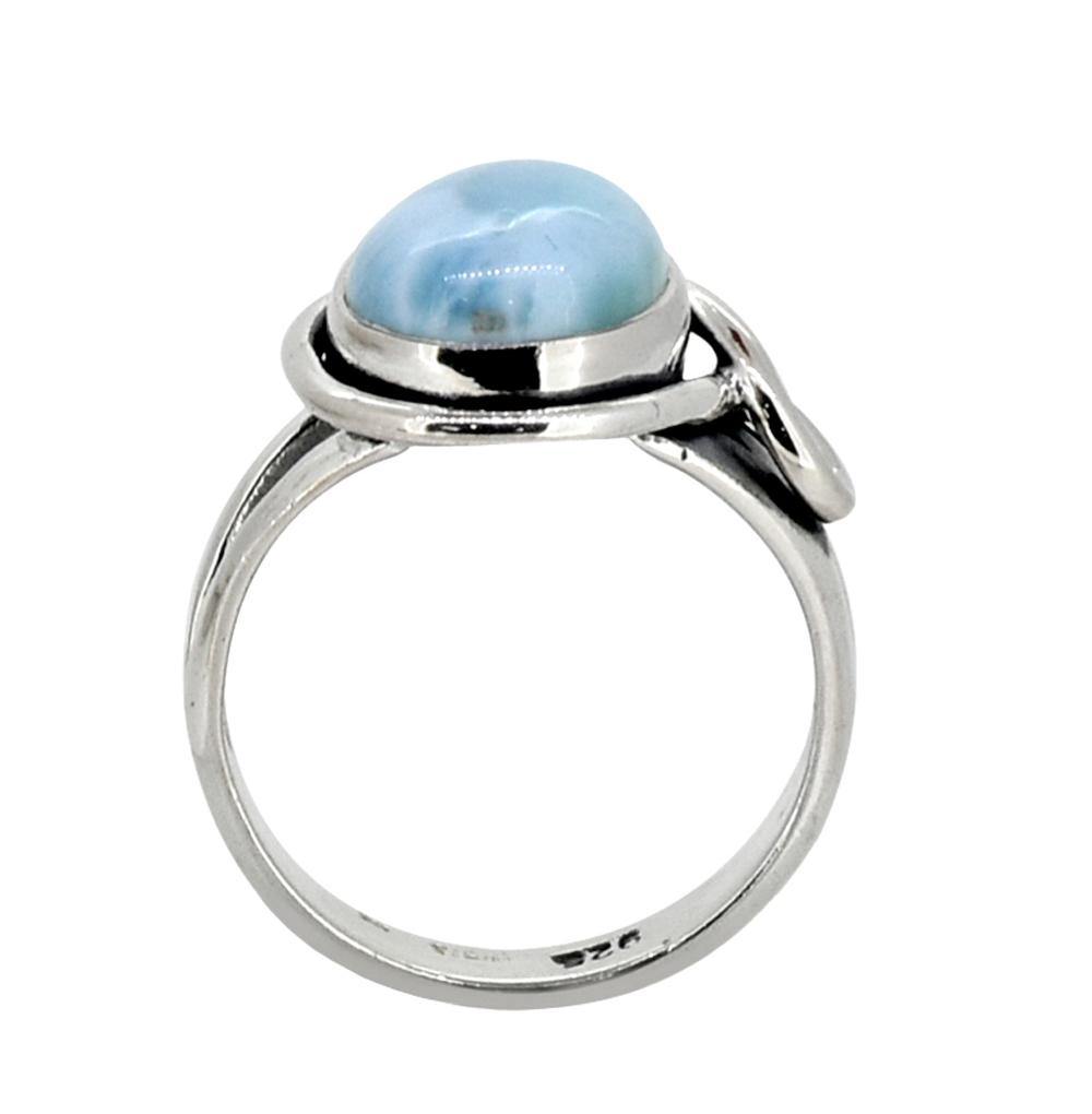 10x12 MM Natural Larimar in 925 Sterling Silver Solitaire Ring - YoTreasure