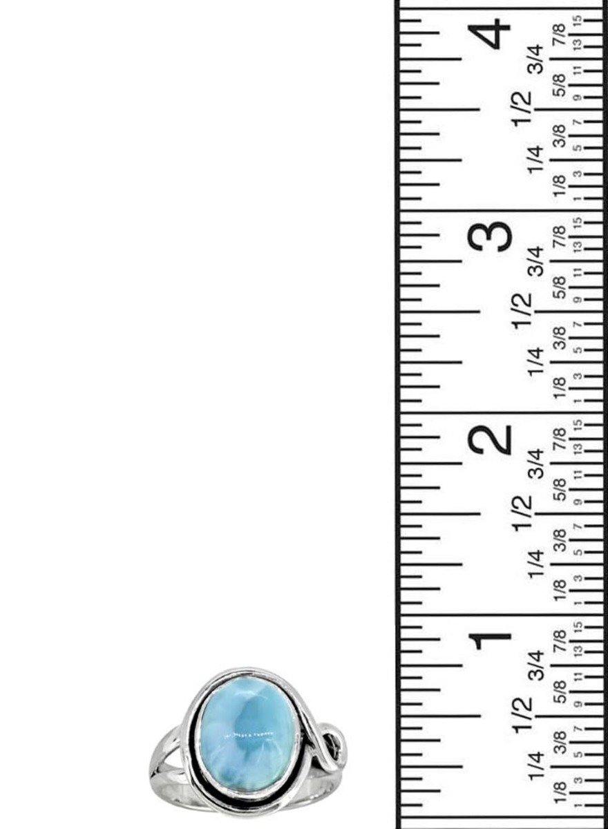 10x12 MM Natural Larimar in 925 Sterling Silver Solitaire Ring - YoTreasure