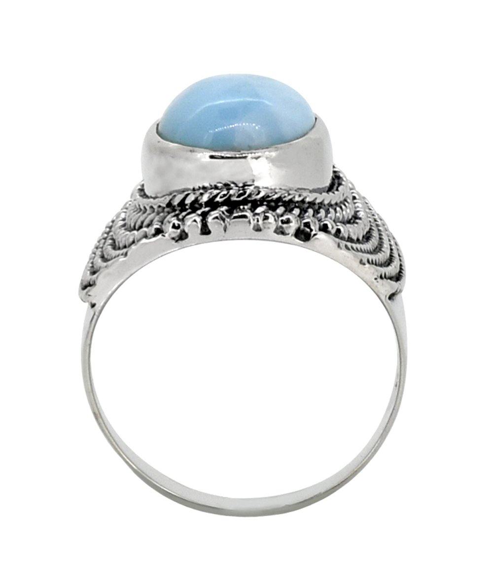 Natural Larimar Solid 925 Sterling Silver Ring Jewelry - YoTreasure