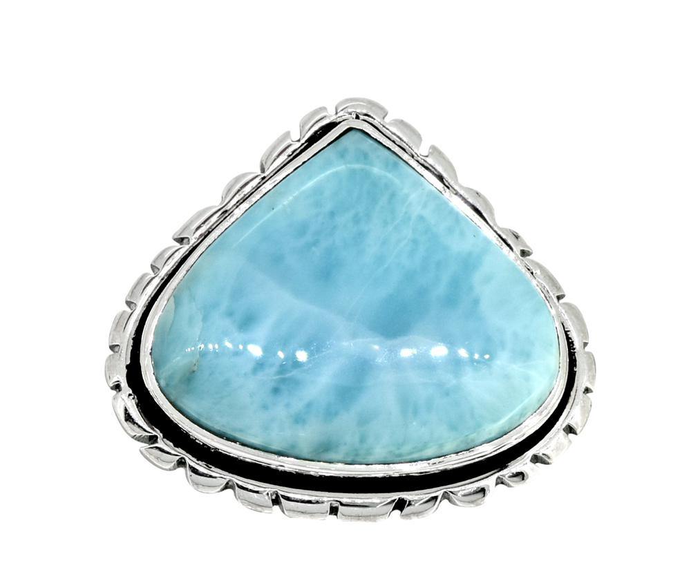 Natural Larimar Solid 925 Sterling Silver Ring Jewelry - YoTreasure