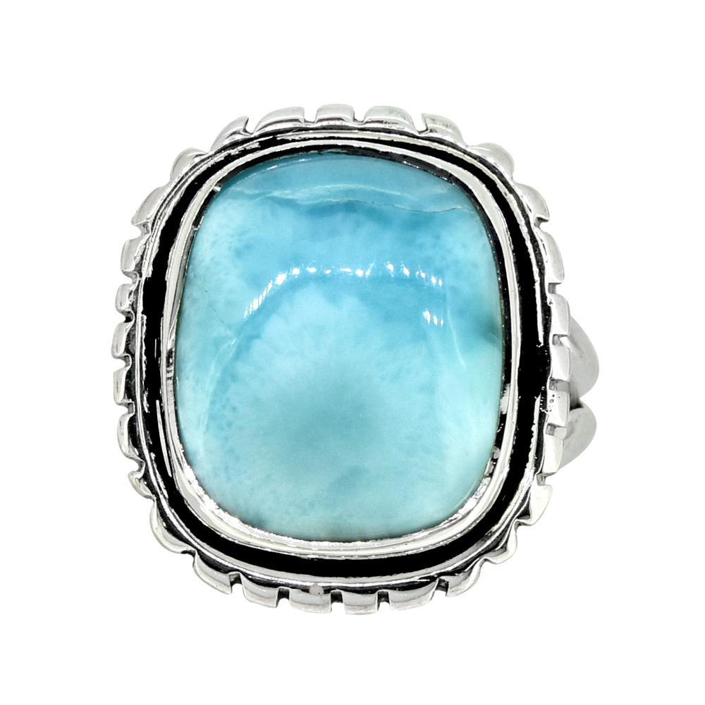 Natural Larimar Ring Solid 925 Sterling Silver Gemstone Jewelry - YoTreasure