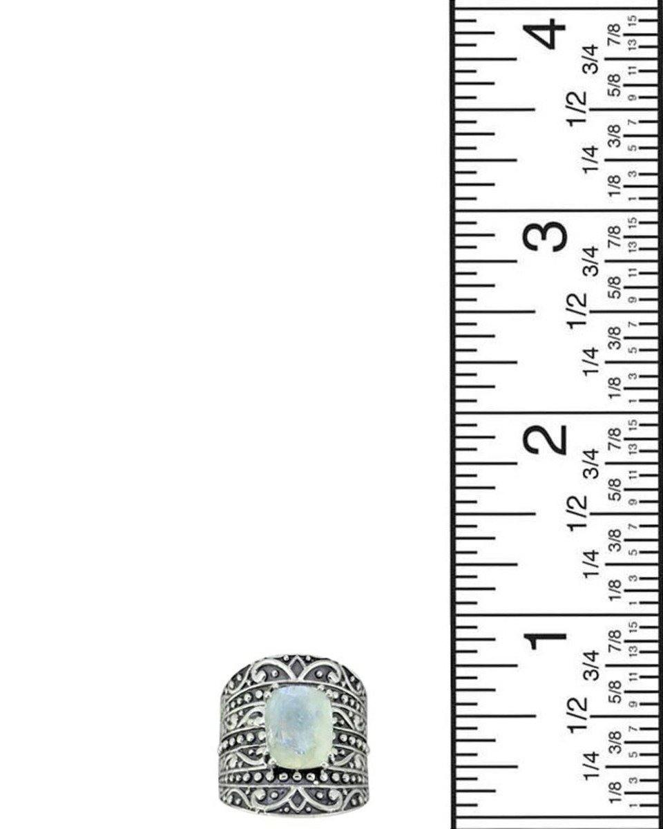 9x11MM Moonstone Ring 925 Sterling Silver Oxidized Wide Band Boho Jewelry - YoTreasure