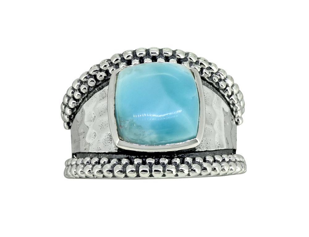 Natural Larimar Solid 925 Sterling Silver Ring Jewelry - YoTreasure