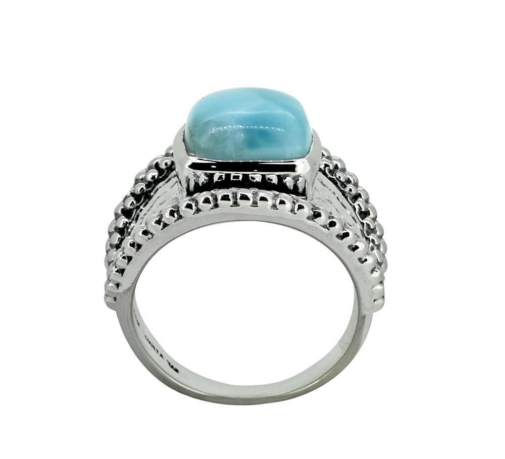 Natural Larimar Solid 925 Sterling Silver Ring Jewelry - YoTreasure