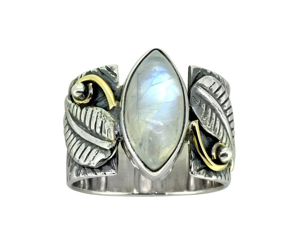 Rainbow Moonstone Solid 925 Sterling Silver Brass Designer Ring Jewelry - YoTreasure