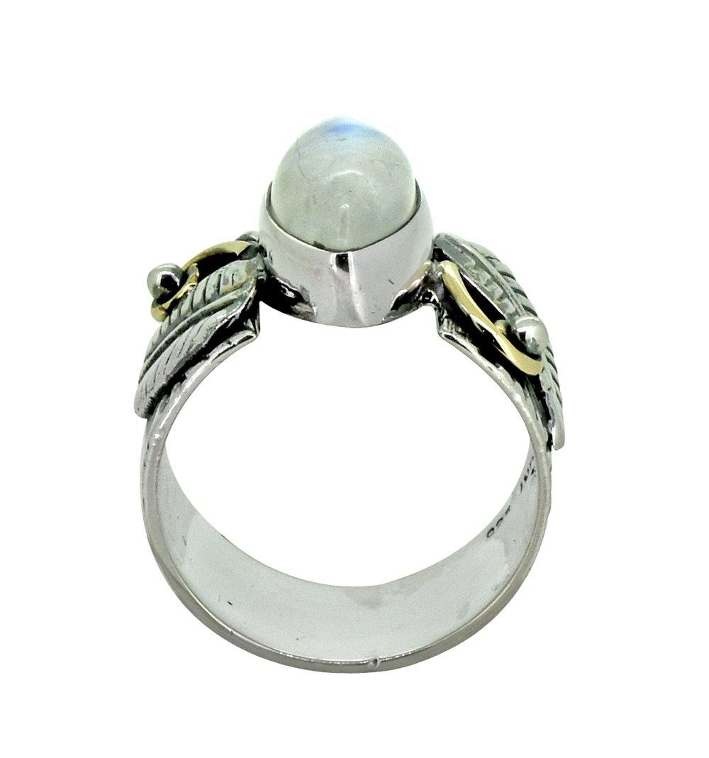 Rainbow Moonstone Solid 925 Sterling Silver Brass Designer Ring Jewelry - YoTreasure