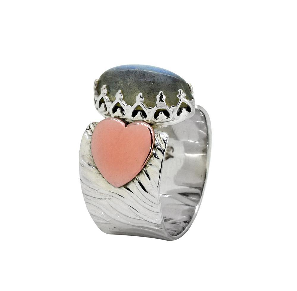 Labradorite Solid 925 Sterling Silver Brass Ring Jewelry - YoTreasure