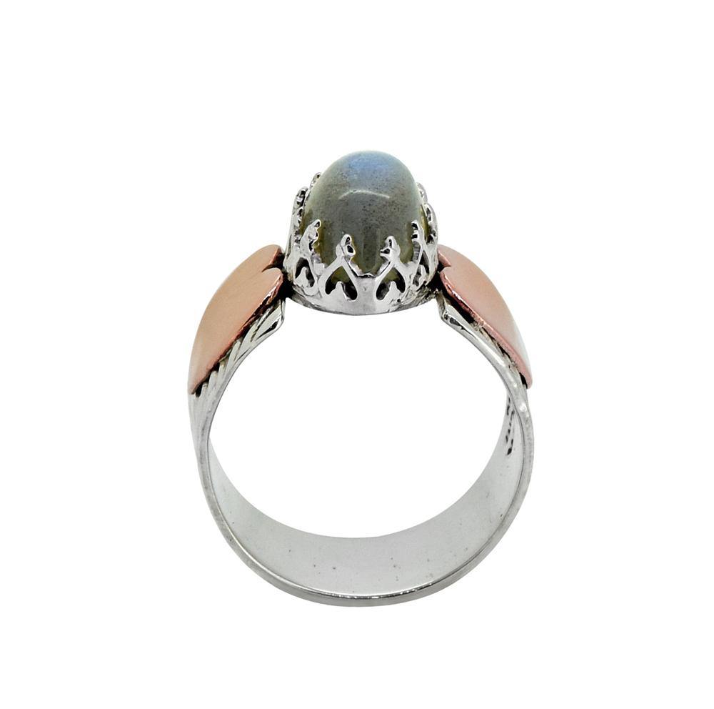 Labradorite Solid 925 Sterling Silver Brass Ring Jewelry - YoTreasure