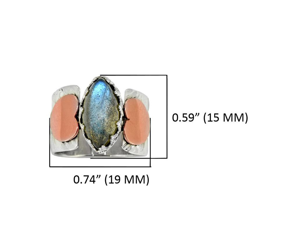 Labradorite Solid 925 Sterling Silver Brass Ring Jewelry - YoTreasure