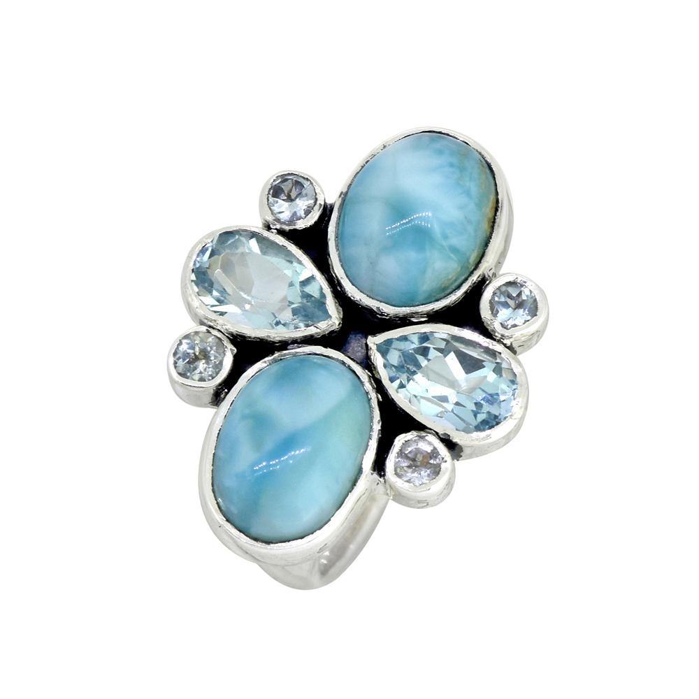Larimar Blue Topaz Gemstone Ring - YoTreasure