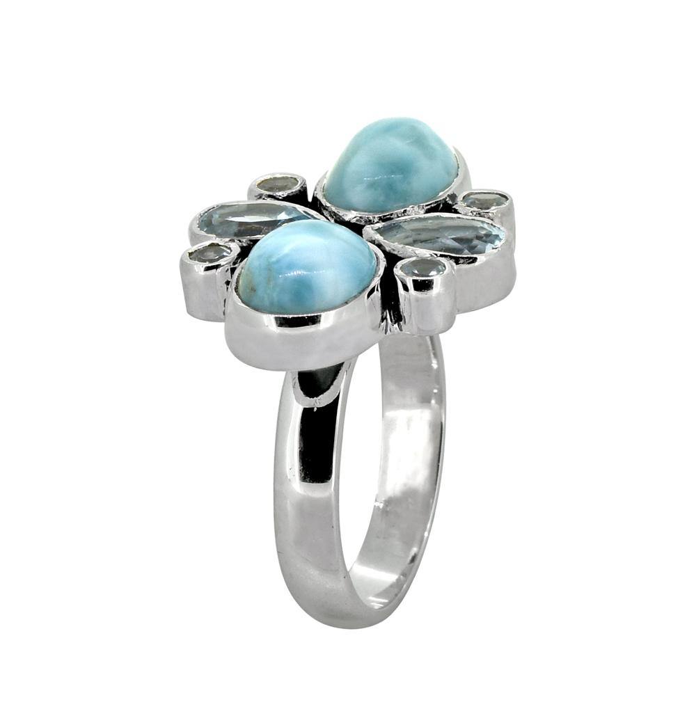 Larimar Blue Topaz Gemstone Ring - YoTreasure