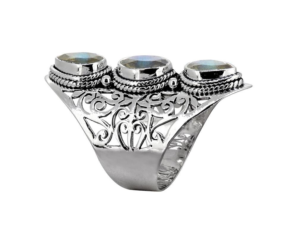Labradorite Solid 925 Sterling Silver Designer Filigree Ring Jewelry - YoTreasure