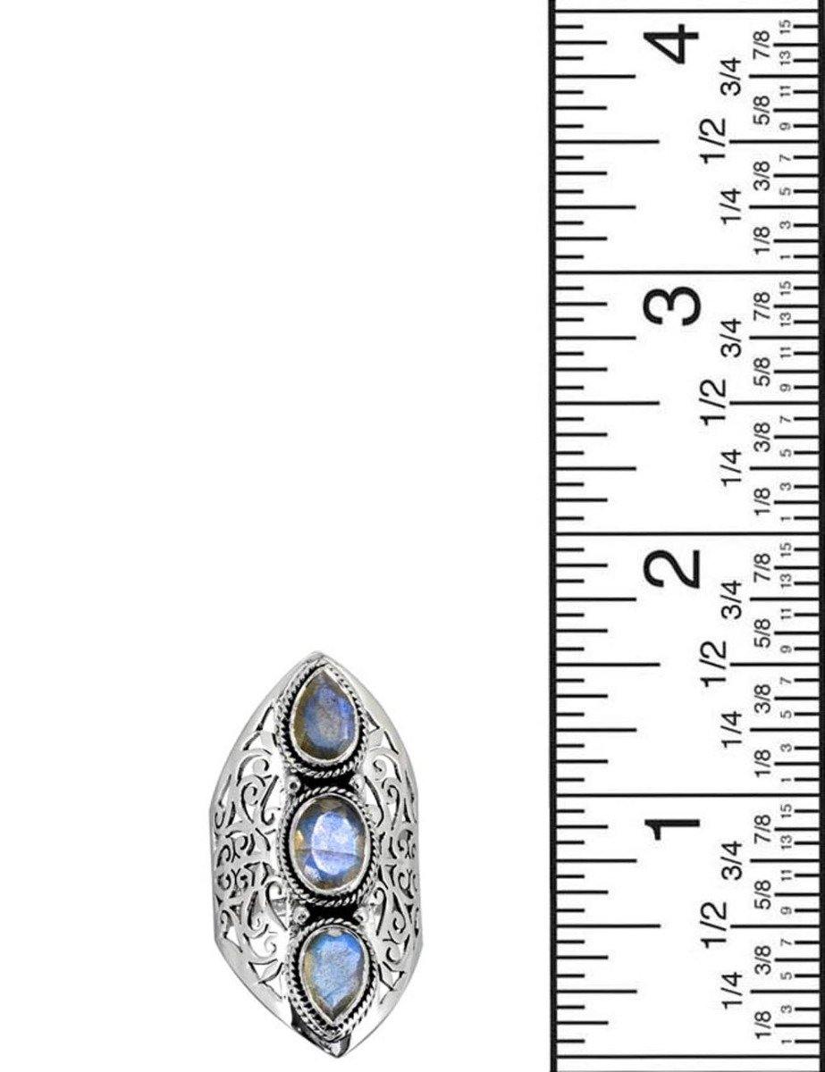 Labradorite Solid 925 Sterling Silver Designer Filigree Ring Jewelry - YoTreasure