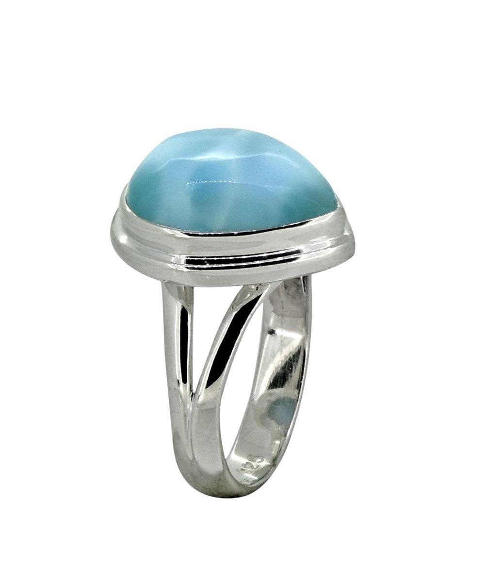 Larimar Solid 925 Sterling Silver Teardrop Split Shank Ring - YoTreasure
