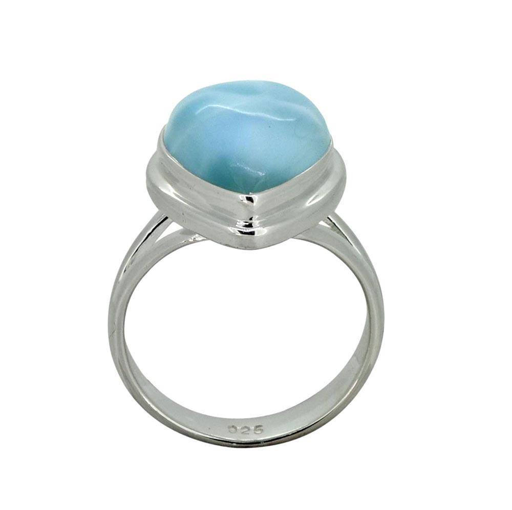 Larimar Solid 925 Sterling Silver Teardrop Split Shank Ring - YoTreasure
