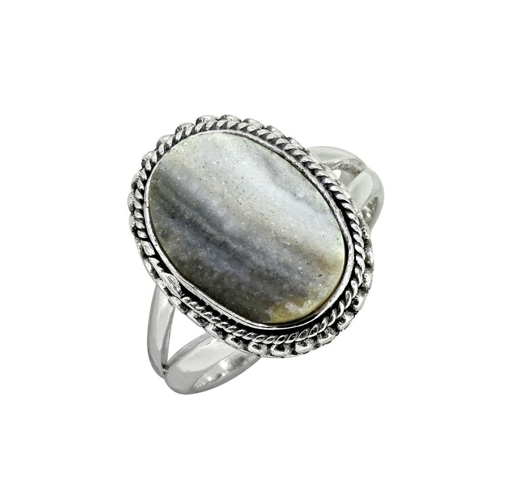 Desert Druzy Solid 925 Sterling Silver Split Shank Ring Jewelry - YoTreasure