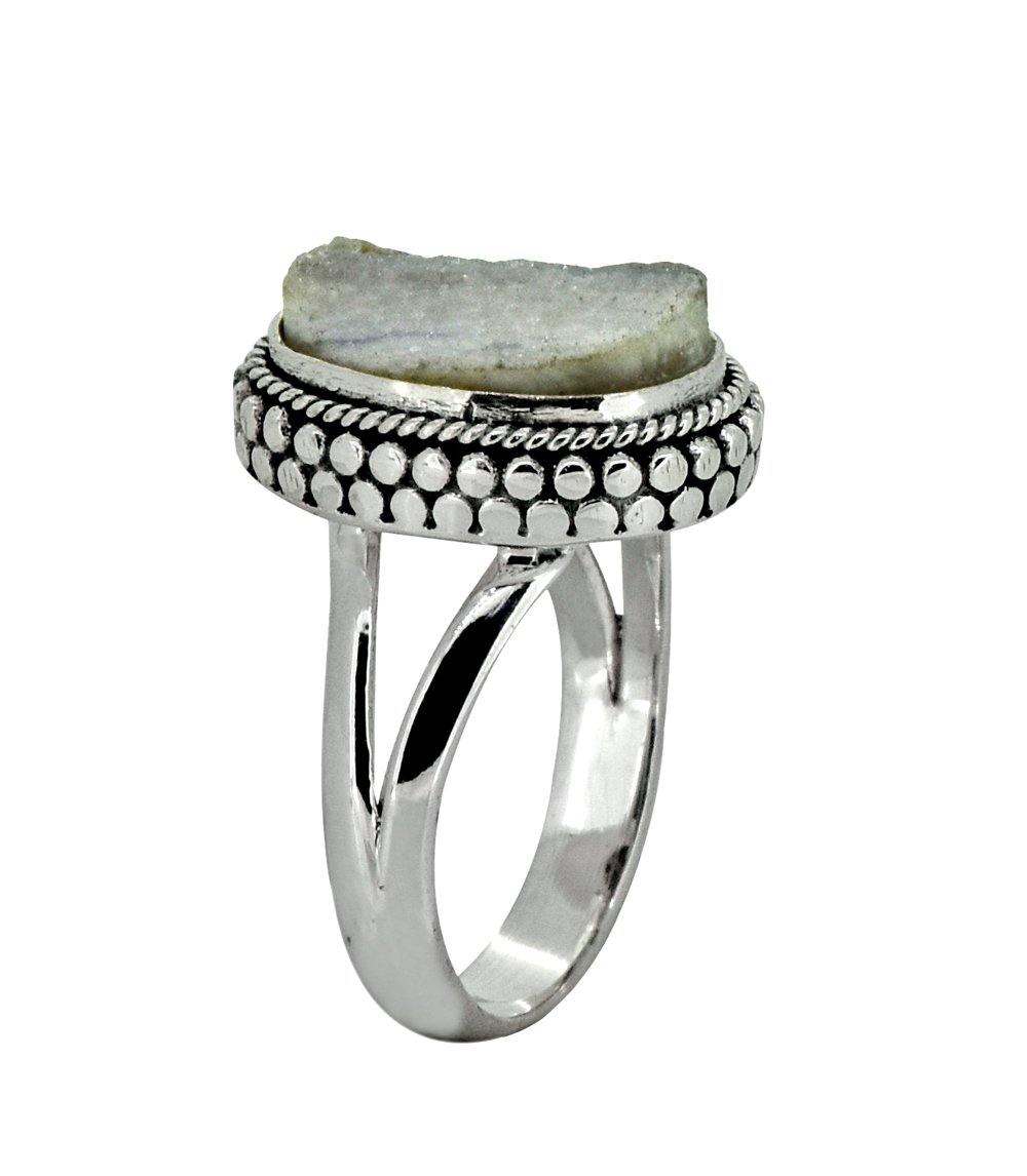 Desert Druzy Solid 925 Sterling Silver Split Shank Ring Jewelry - YoTreasure