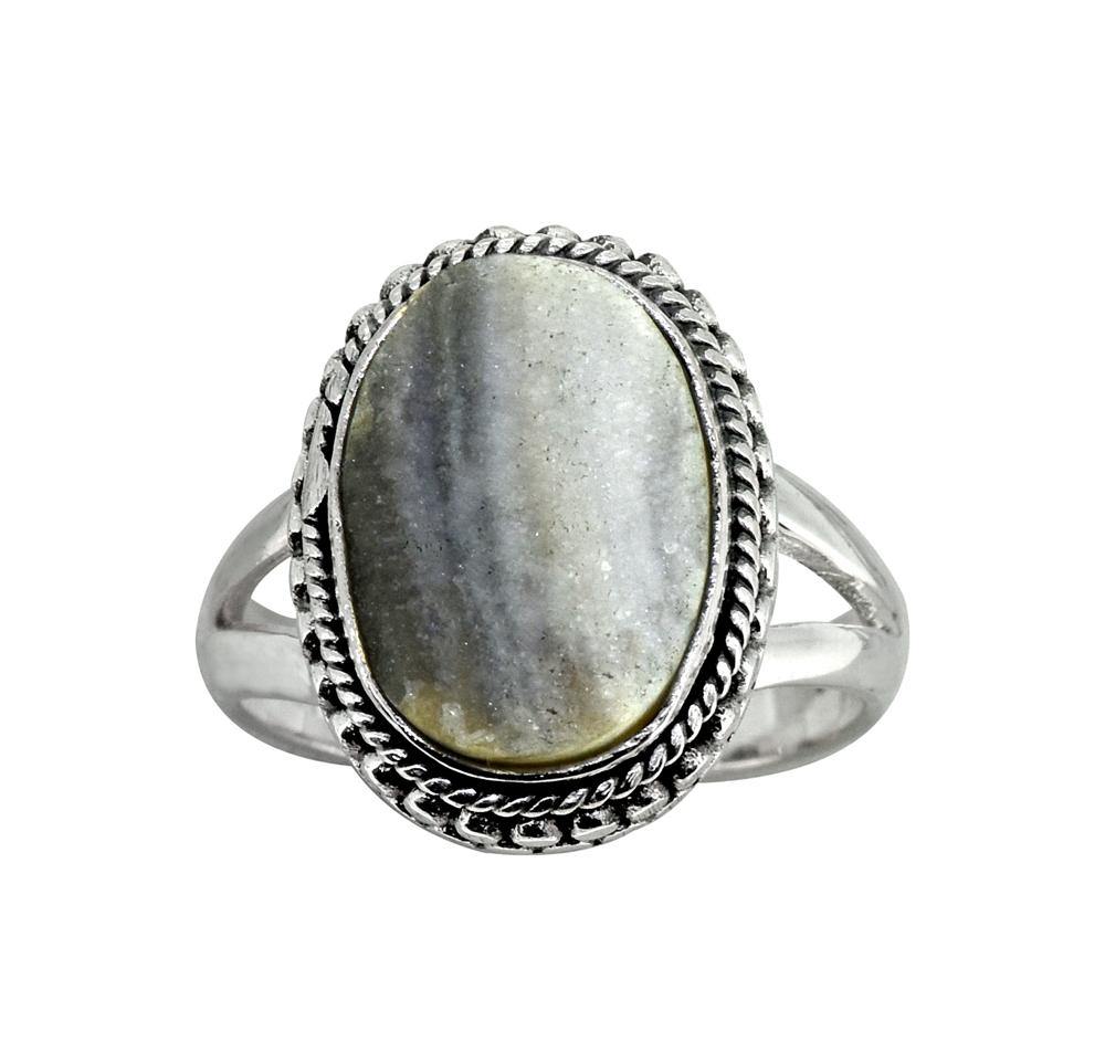 Desert Druzy Solid 925 Sterling Silver Split Shank Ring Jewelry - YoTreasure