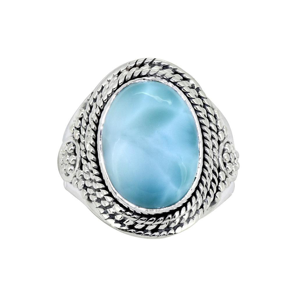 Natural Larimar Solid 925 Sterling Silver Ring Jewelry - YoTreasure