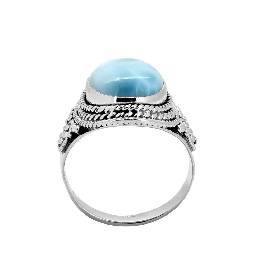 Natural Larimar Solid 925 Sterling Silver Ring Jewelry - YoTreasure