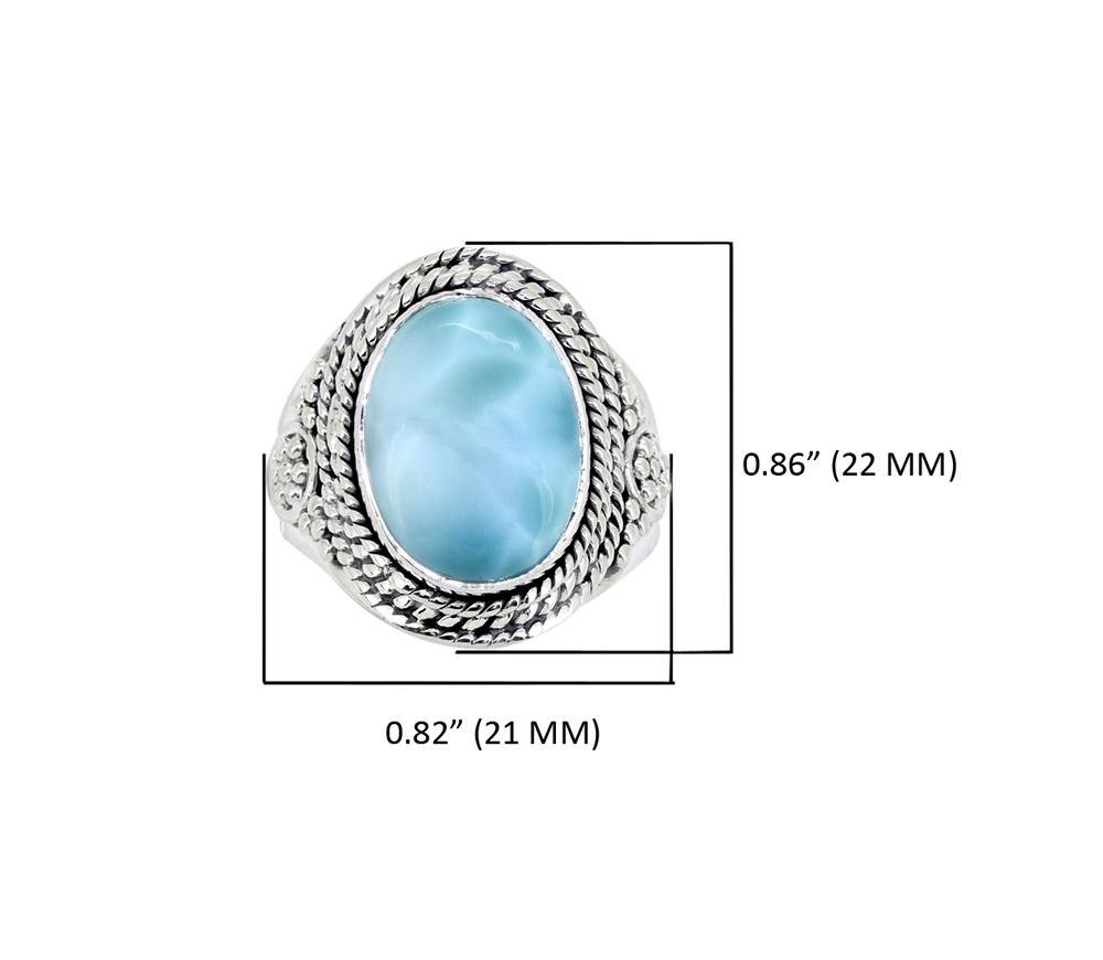 Natural Larimar Solid 925 Sterling Silver Ring Jewelry - YoTreasure