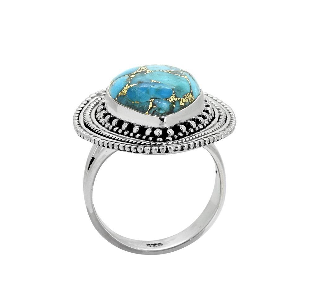 Blue Copper Turquoise Solid 925 Sterling Silver Ring Jewelry - YoTreasure