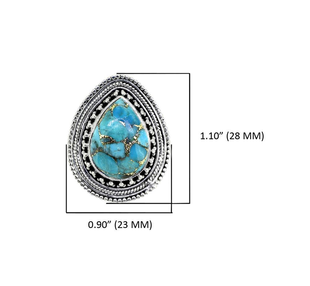 Blue Copper Turquoise Solid 925 Sterling Silver Ring Jewelry - YoTreasure