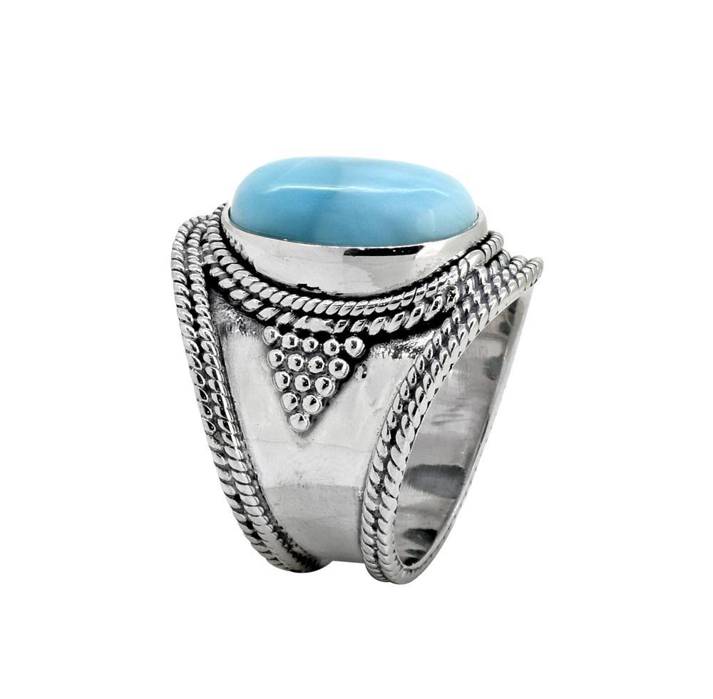 Natural Larimar Solid 925 Sterling Silver Gemstone Ring Jewelry - YoTreasure