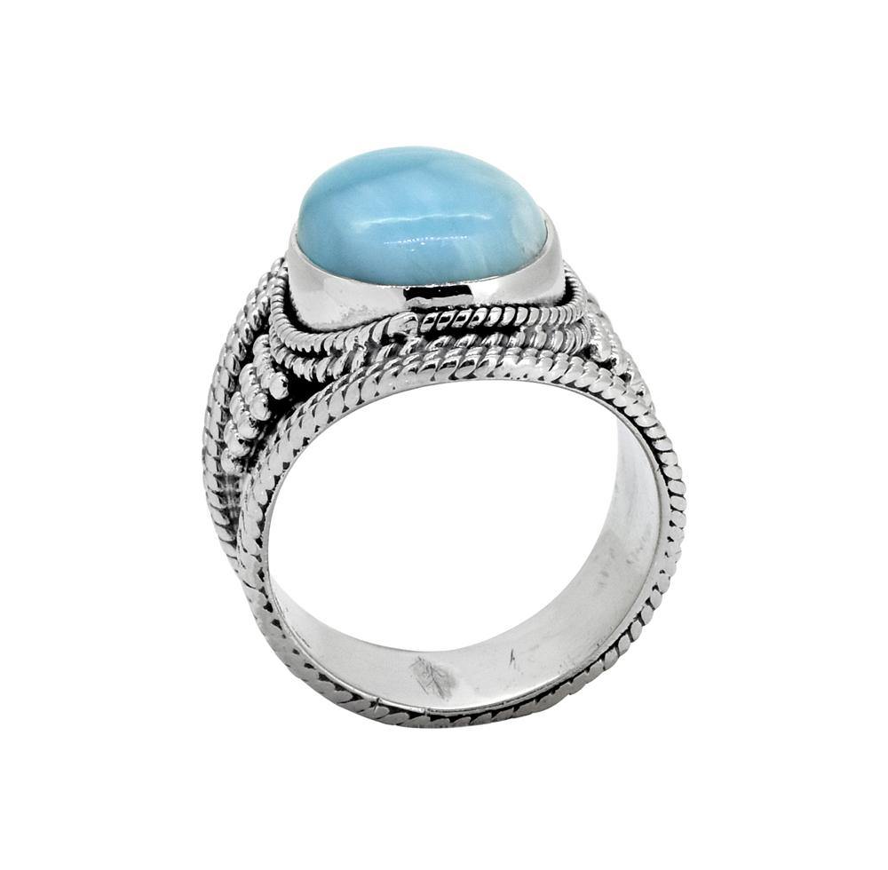Natural Larimar Solid 925 Sterling Silver Gemstone Ring Jewelry - YoTreasure