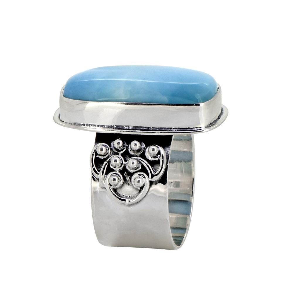 Larimar Stone Solid 925 Sterling Silver Gemstone Ring - YoTreasure