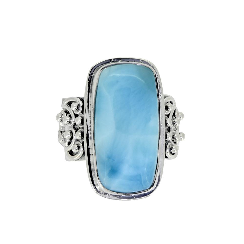 Larimar Stone Solid 925 Sterling Silver Gemstone Ring - YoTreasure