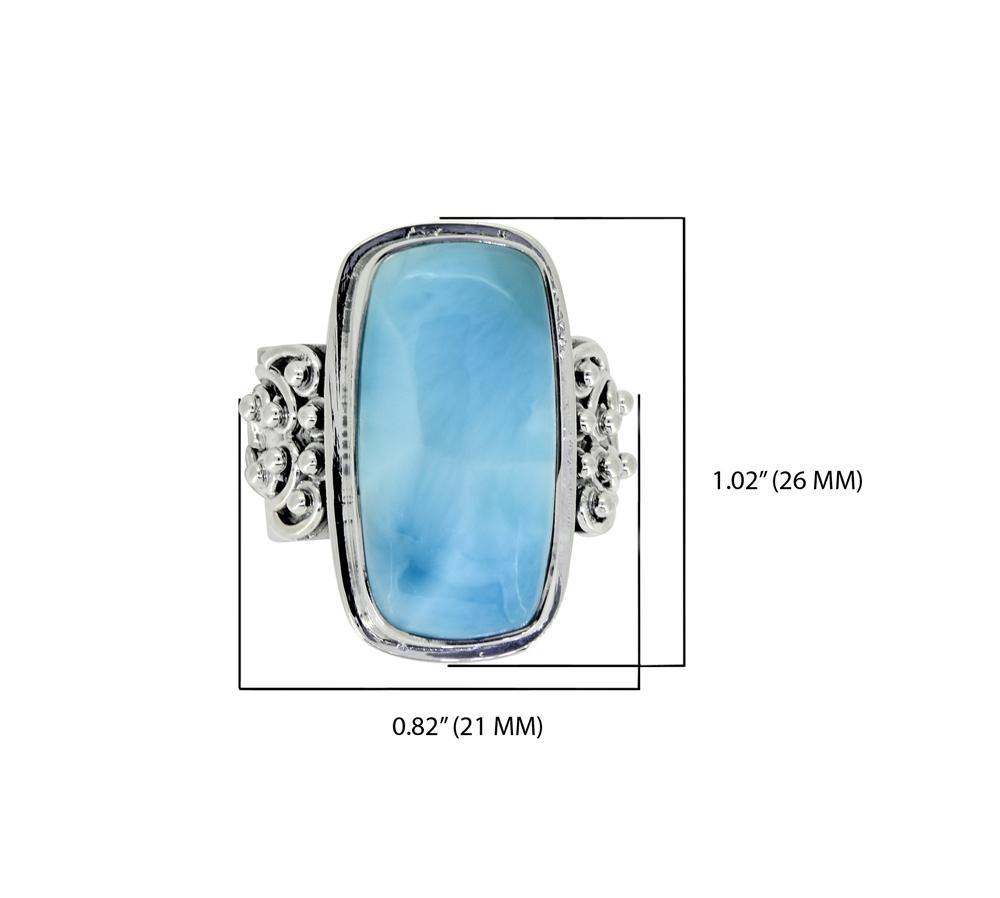 Larimar Stone Solid 925 Sterling Silver Gemstone Ring - YoTreasure