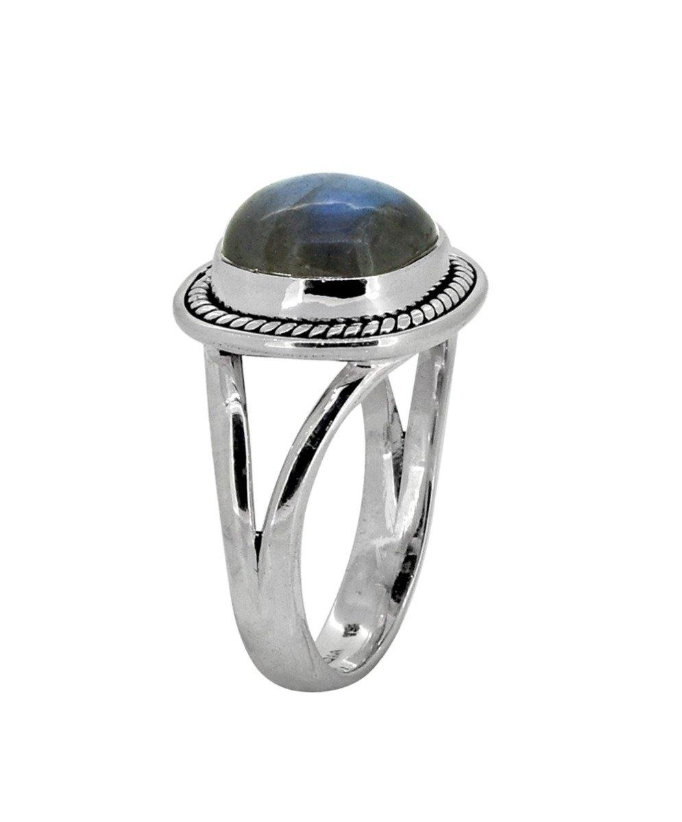 Labradorite Solid 925 Sterling Silver Split Shank Ring Jewelry - YoTreasure