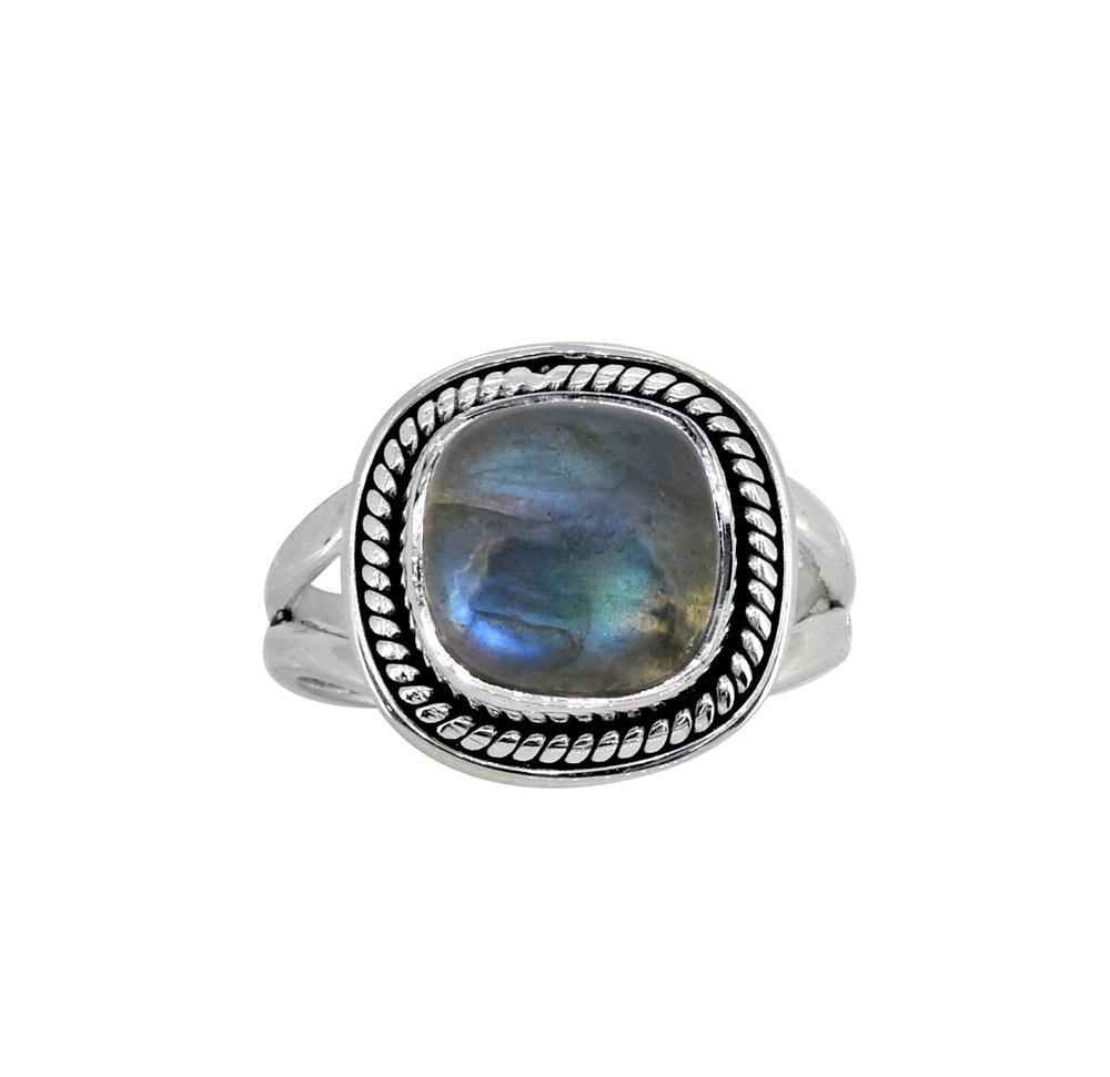 Labradorite Solid 925 Sterling Silver Split Shank Ring Jewelry - YoTreasure