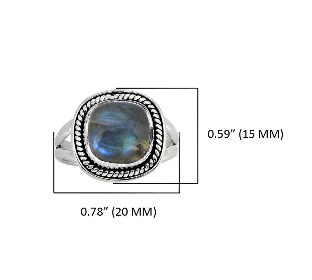 Labradorite Solid 925 Sterling Silver Split Shank Ring Jewelry - YoTreasure