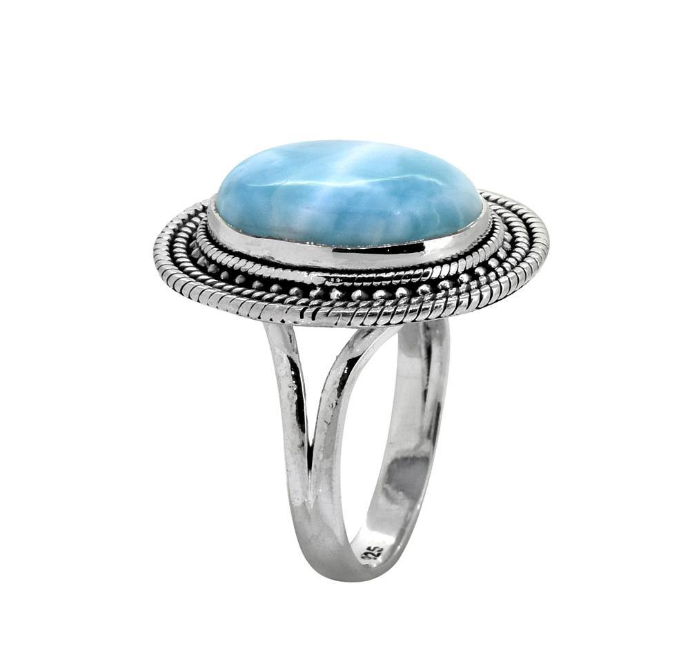 Natural Larimar Solid 925 Sterling Silver Ring Jewelry - YoTreasure