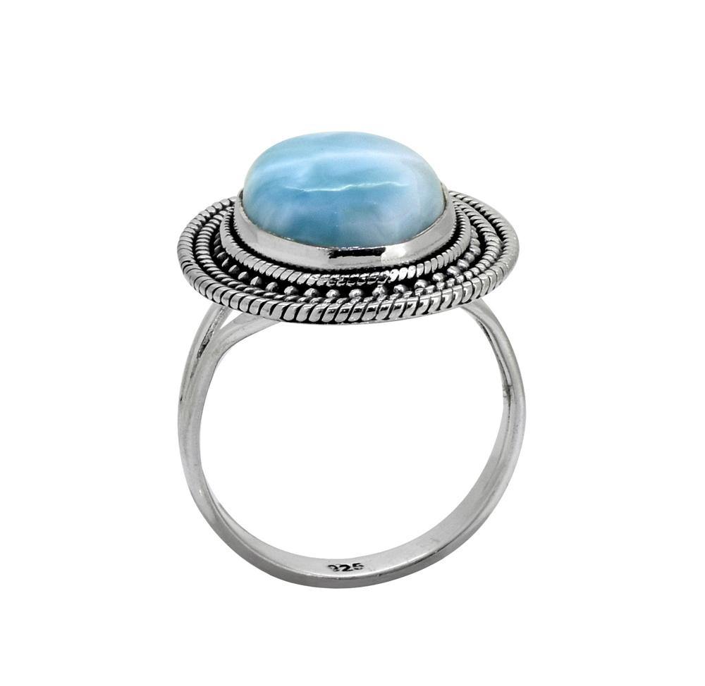 Natural Larimar Solid 925 Sterling Silver Ring Jewelry - YoTreasure