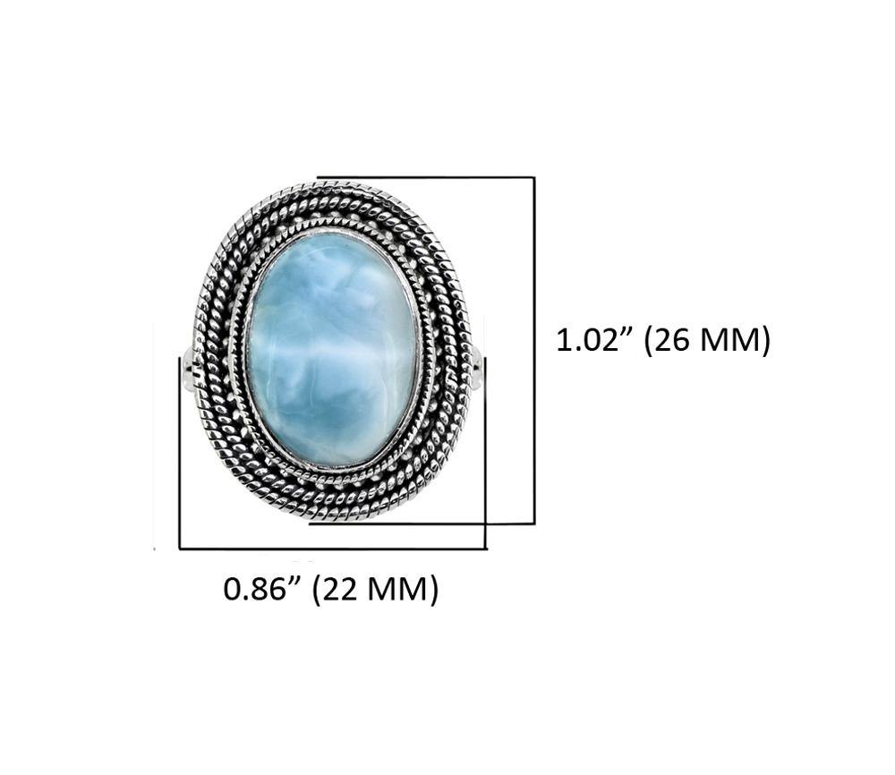 Natural Larimar Solid 925 Sterling Silver Ring Jewelry - YoTreasure