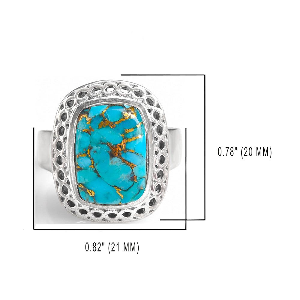 Blue Copper Turquoise Solid 925 Sterling Silver Ring Jewelry - YoTreasure