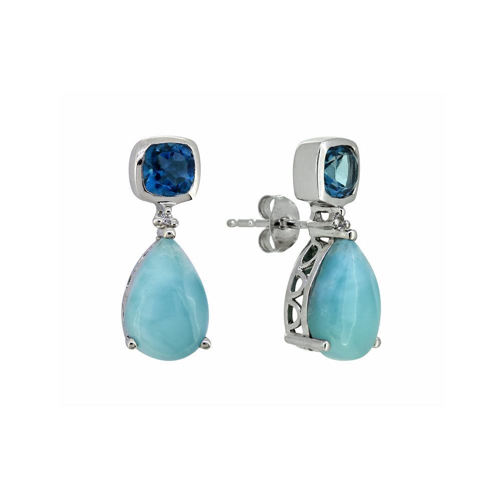 8.24 Ct. Larimar London Blue Topaz Solid 925 Sterling Silver Teardrop Dangle Earrings Jewelry - YoTreasure