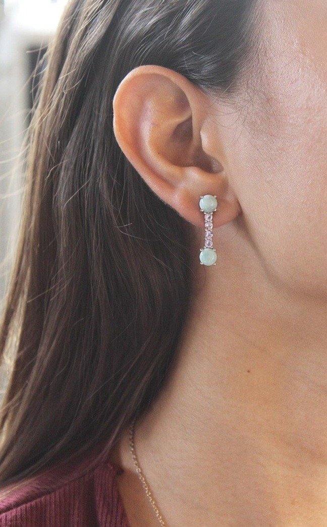 4.56 Ct. Larimar Tanzanite Solid 925 Sterling Silver Drop Earrings Jewelry - YoTreasure