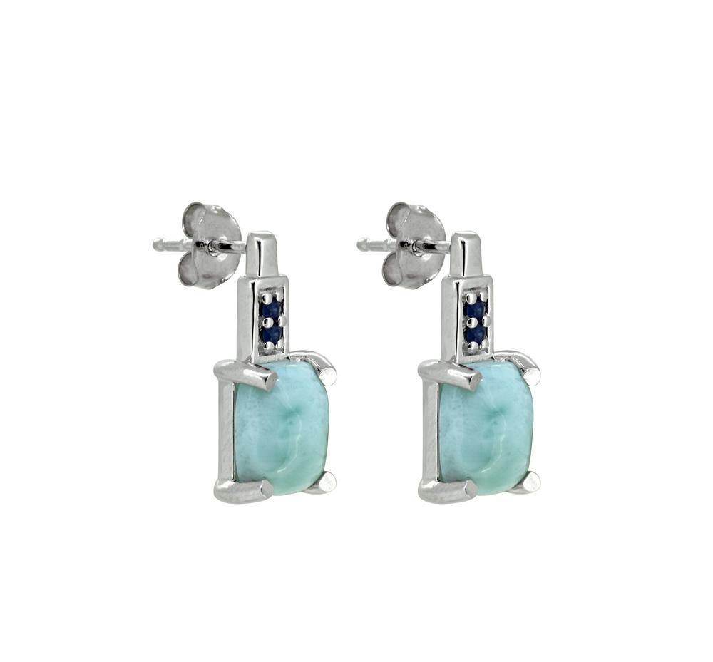 4.65 Ct. Larimar Blue Sapphire Solid 925 Sterling Silver Stud Earrings Jewelry - YoTreasure