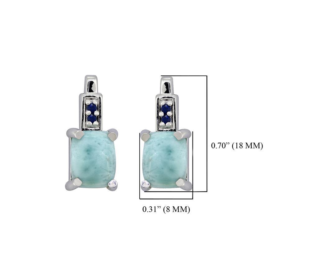 4.65 Ct. Larimar Blue Sapphire Solid 925 Sterling Silver Stud Earrings Jewelry - YoTreasure