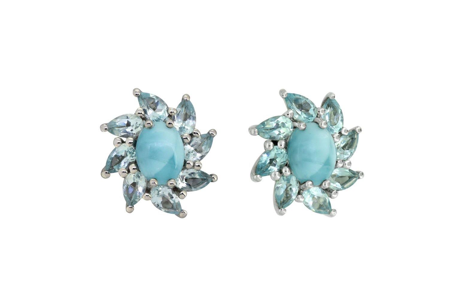 4.65 ct Larimar Solid 925 Sterling Silver Stud Earrings Jewelry - YoTreasure