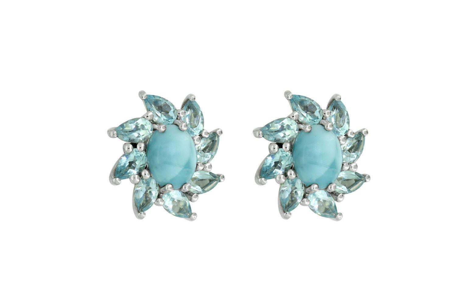 4.65 ct Larimar Solid 925 Sterling Silver Stud Earrings Jewelry - YoTreasure