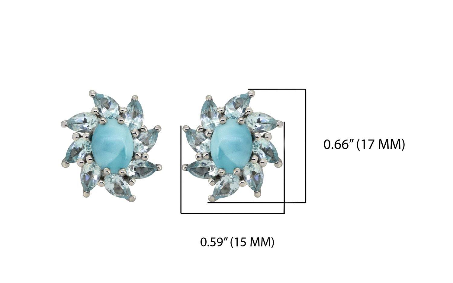 4.65 ct Larimar Solid 925 Sterling Silver Stud Earrings Jewelry - YoTreasure
