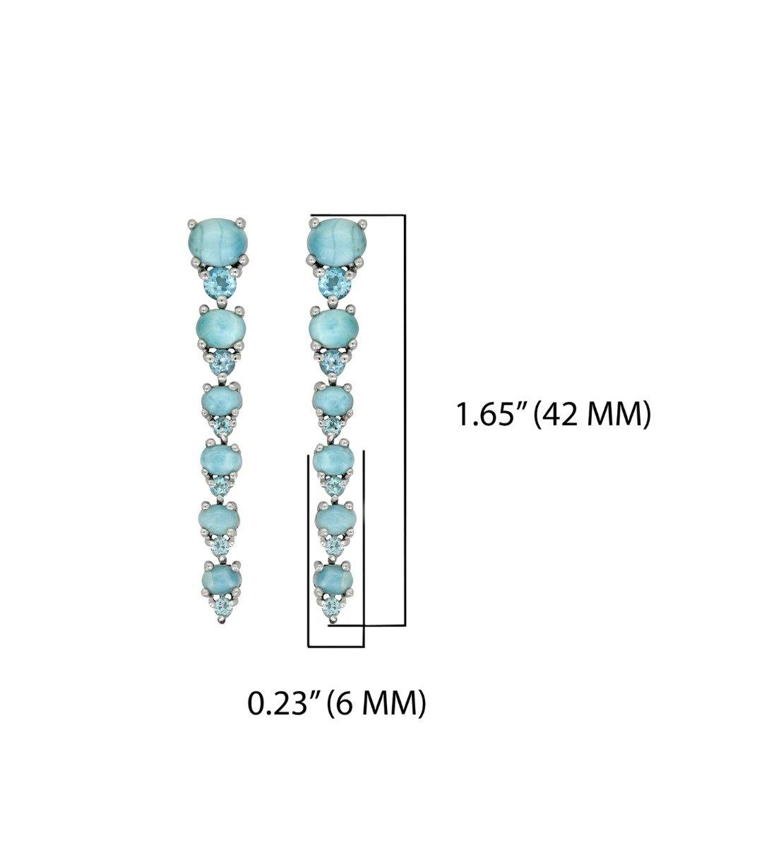 5.33 Larimar Swiss Blue Topaz Solid 925 Sterling Silver Drop Earrings Jewelry - YoTreasure
