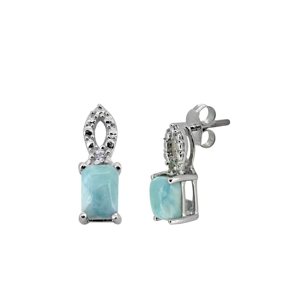1.09 Ct. Larimar White Zircon Solid 925 Sterling Silver Earrings Jewelry - YoTreasure